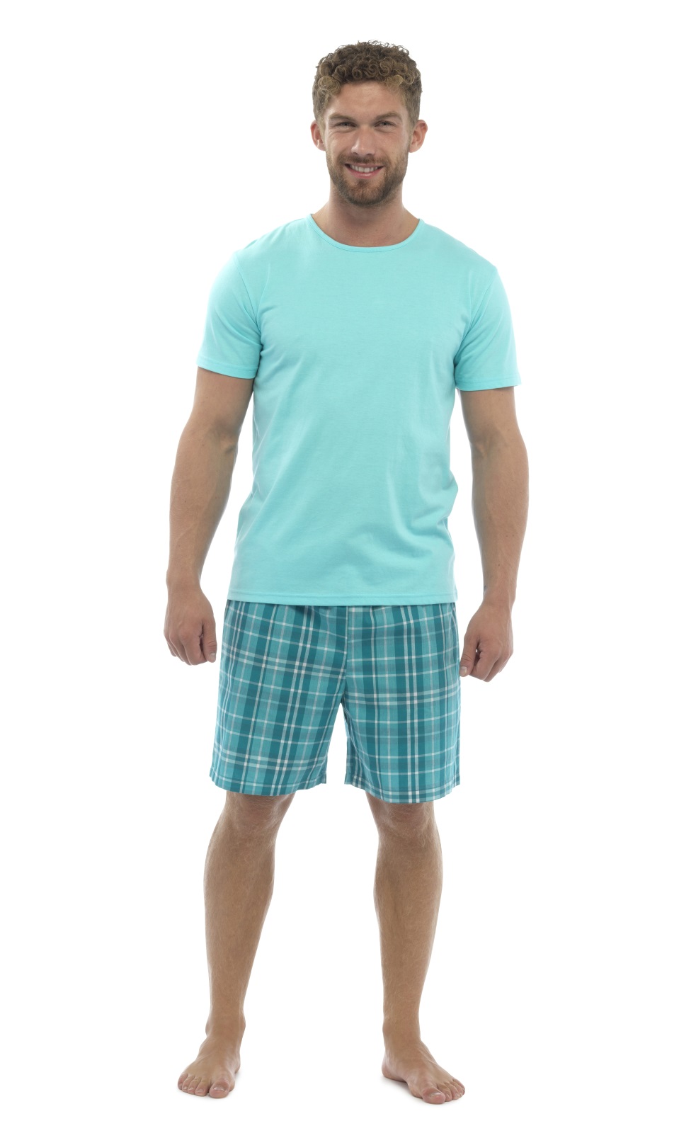 Mens Short Sleeve Pyjamas Summer T Shirt + Shorts Set Gents Boys Pjs